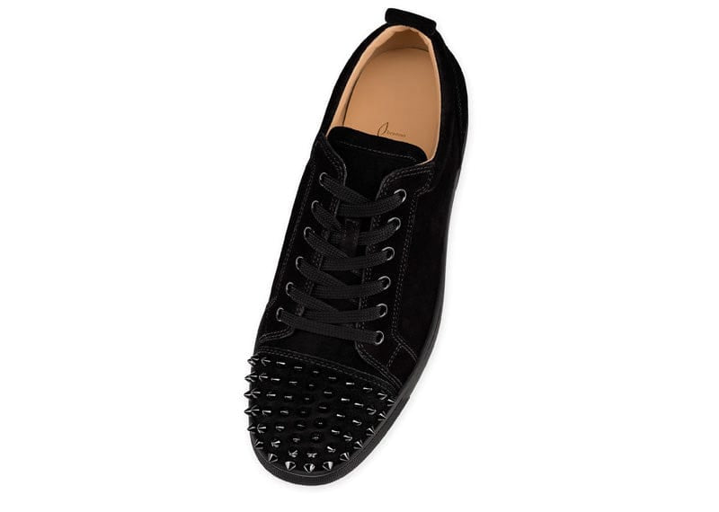 CHRISTIAN LOUBOUTIN LOUIS JUNIOR SPIKES VEAU VELOURS SNEAKER BLACK