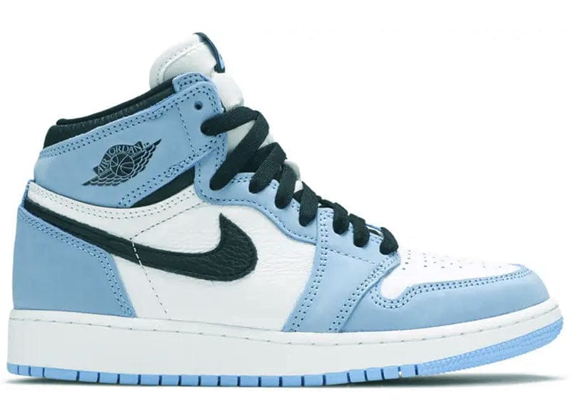JORDAN 1 RETRO HIGH WHITE UNIVERSITY BLUE BLACK (GS)
