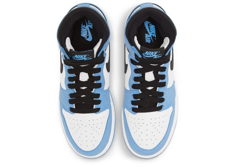 JORDAN 1 RETRO HIGH WHITE UNIVERSITY BLUE BLACK (GS)